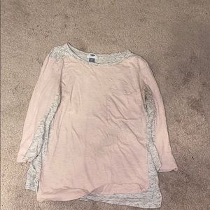 Pink gray and white shirt